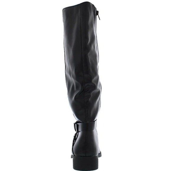 Style Co Womens 6.5 M WC Black Faux Leather Knee High Motorcycle Boots NIB HY4 - Picture 2 of 6